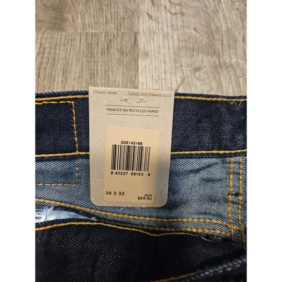 Levi's 514 Straight Fit Jeans Dark Blue Denim Cotton 5-Pocket Men's 36x32 NWT - Picture 7 of 9